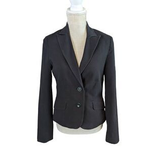 George Blazer Women's 10 Black Long Sleeve Button Down Pockets Cotton Blend